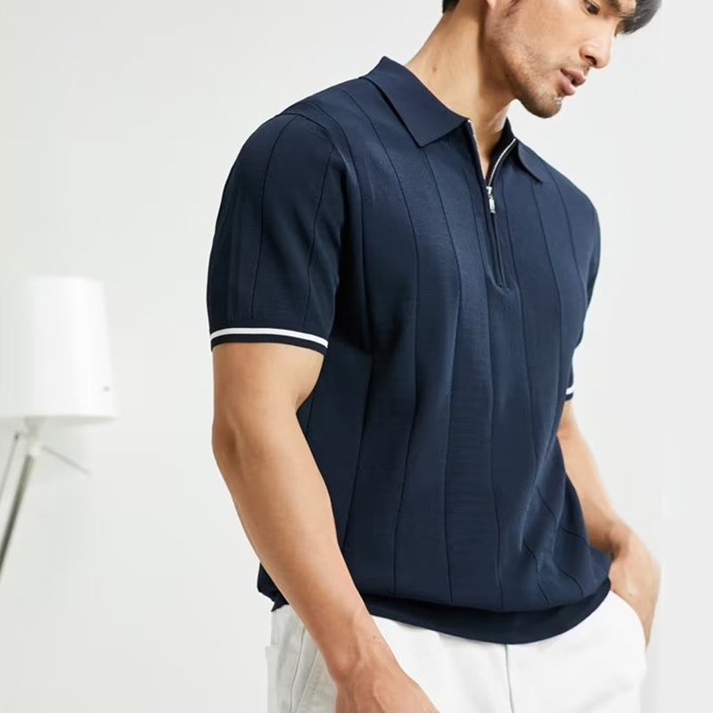 Studio Knitted Zipper Polo - Slim fit